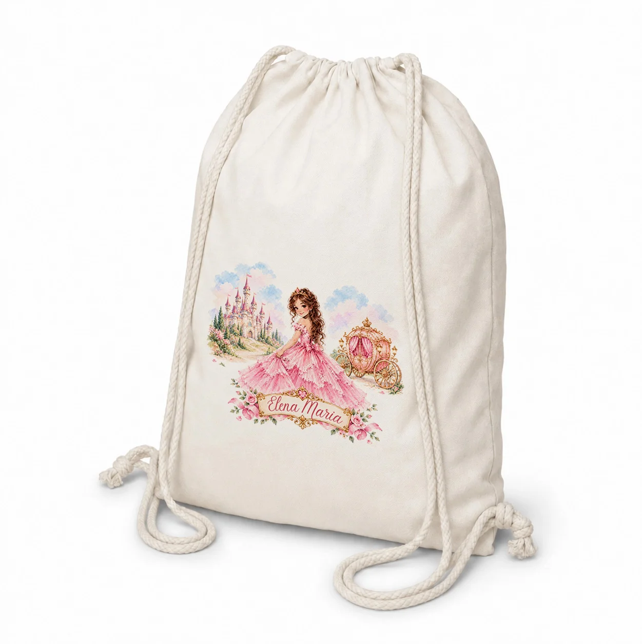 Rucsac textil personalizat cu nume – Prințesă de Poveste