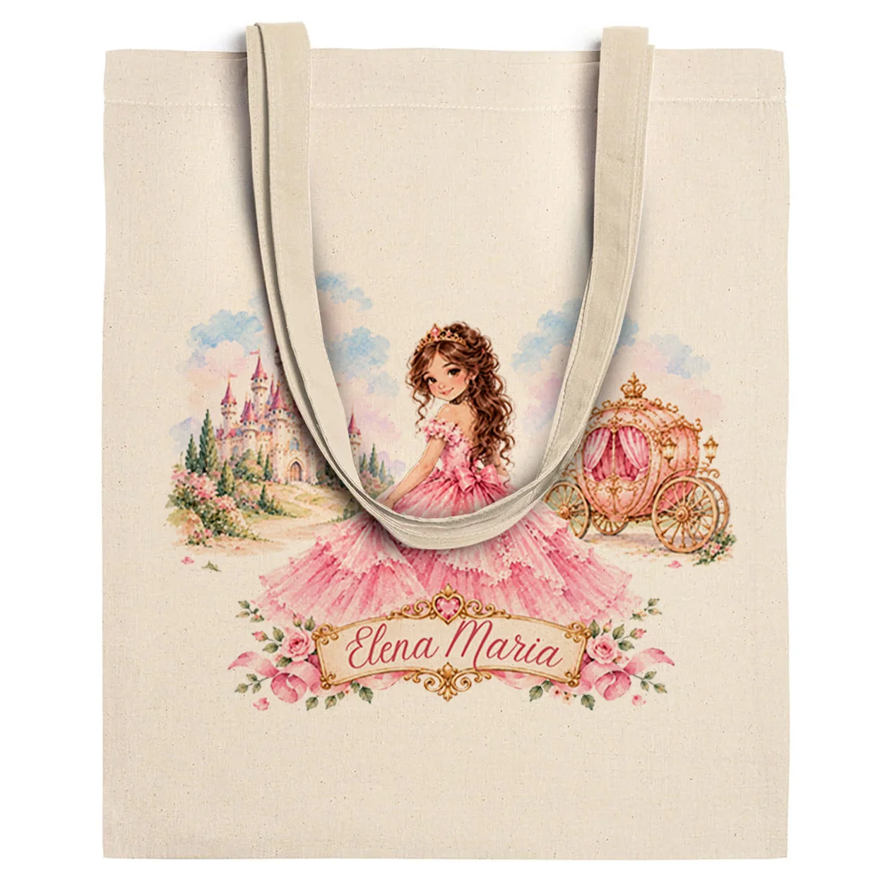 Sacoșă din bumbac personalizată cu nume – Prințesă de Poveste