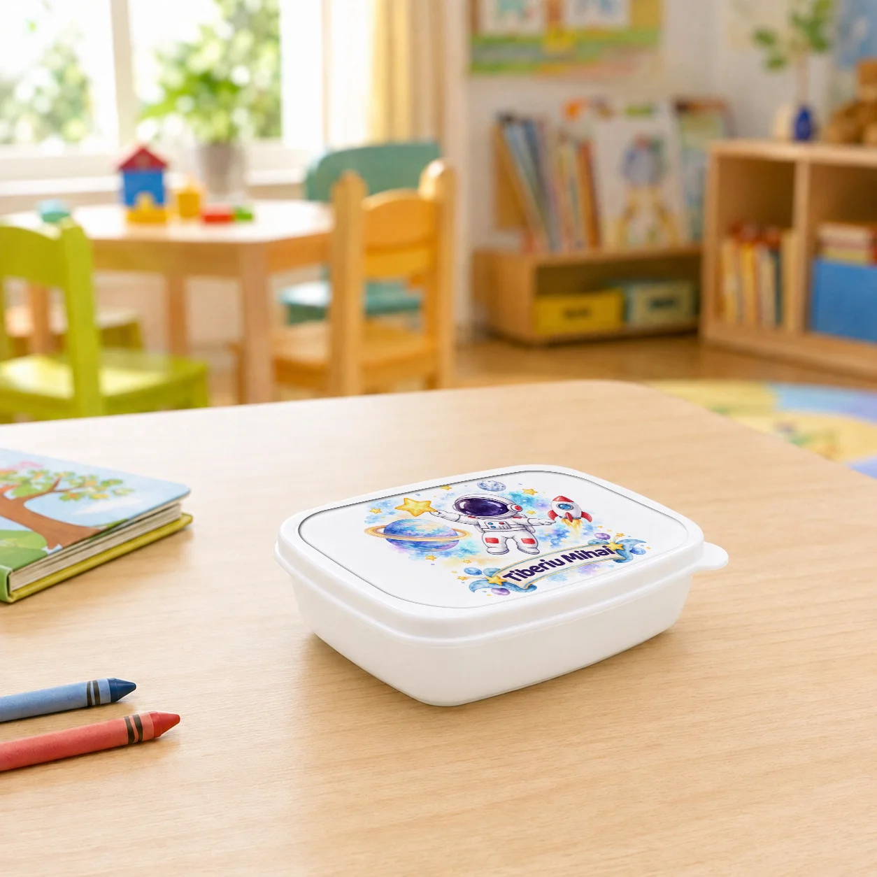 Cutie pentru prânz personalizată cu nume – Explorator Spațial