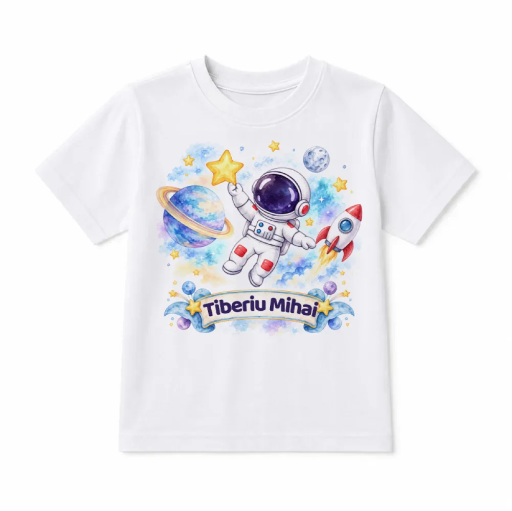 Tricou personalizat cu nume – Explorator Spațial
