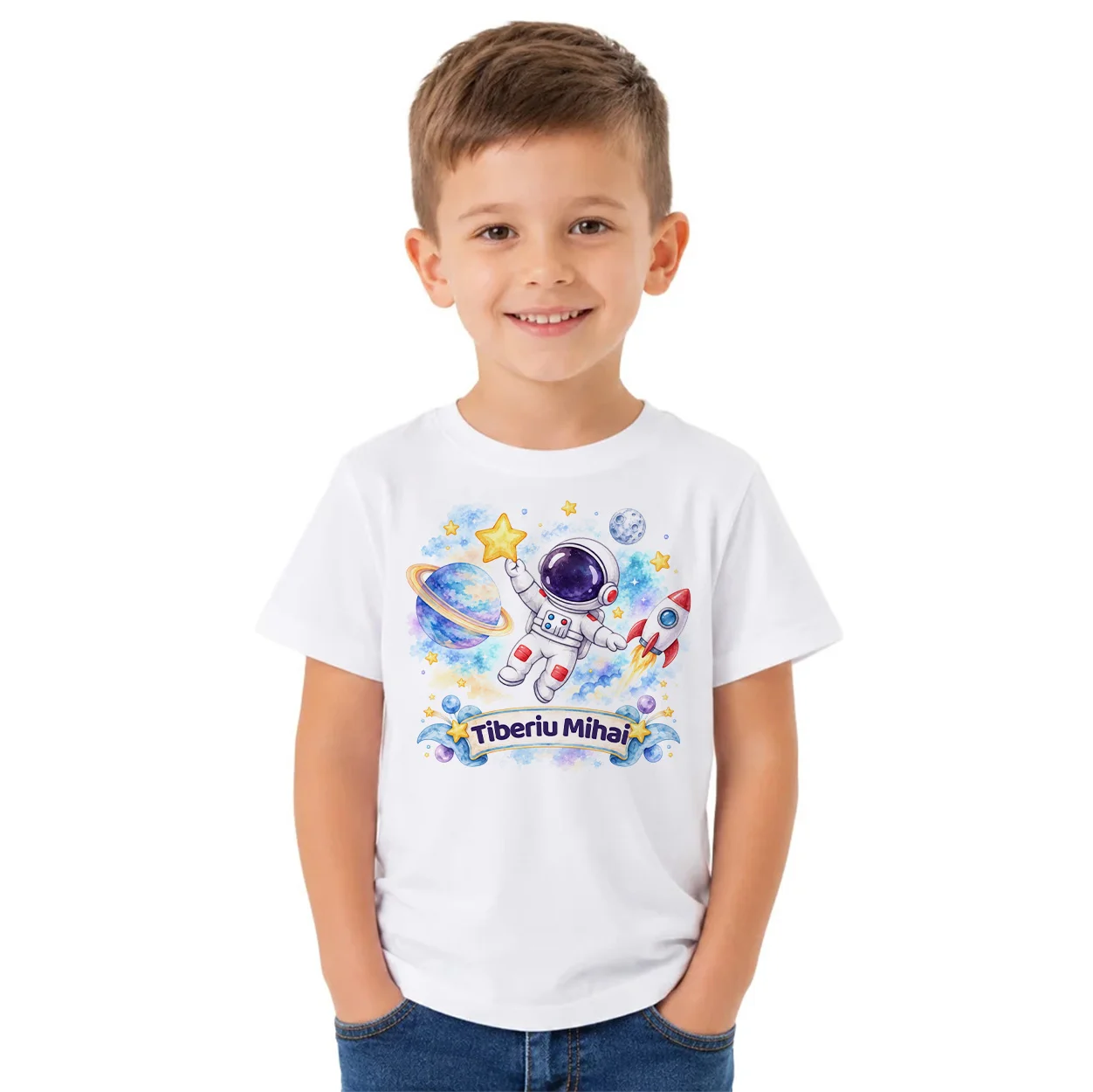 Tricou personalizat cu nume – Explorator Spațial