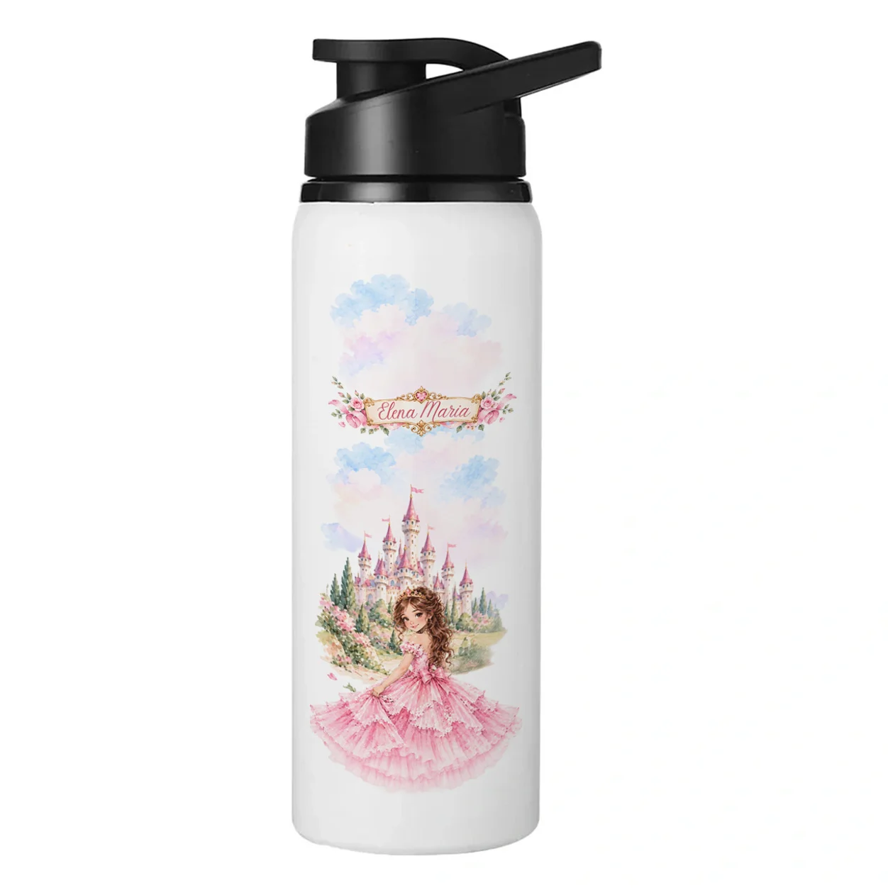 Bidon metalic personalizat cu nume – Prințesă de Poveste