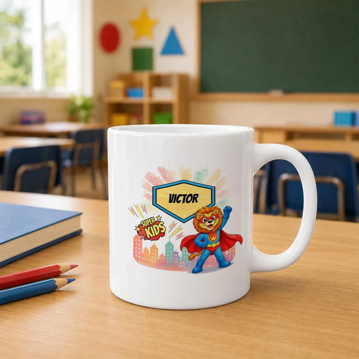 Cană ceramică personalizată pentru copii Leul Neînfricat - Super Kids